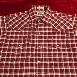 ELY Cattlemen Pearl Snap Red Plaid Shirt Medium
